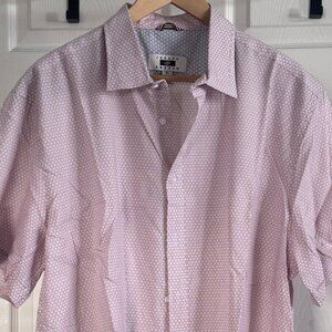 Joseph Abboud S/S Button-down Cotton Blend w/ Rust/Red Honeycomb Design, XL